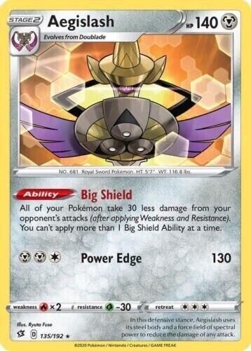 Pokemon - Aegislash - 135/192 - Rare - REBEL CLASH - NM/M