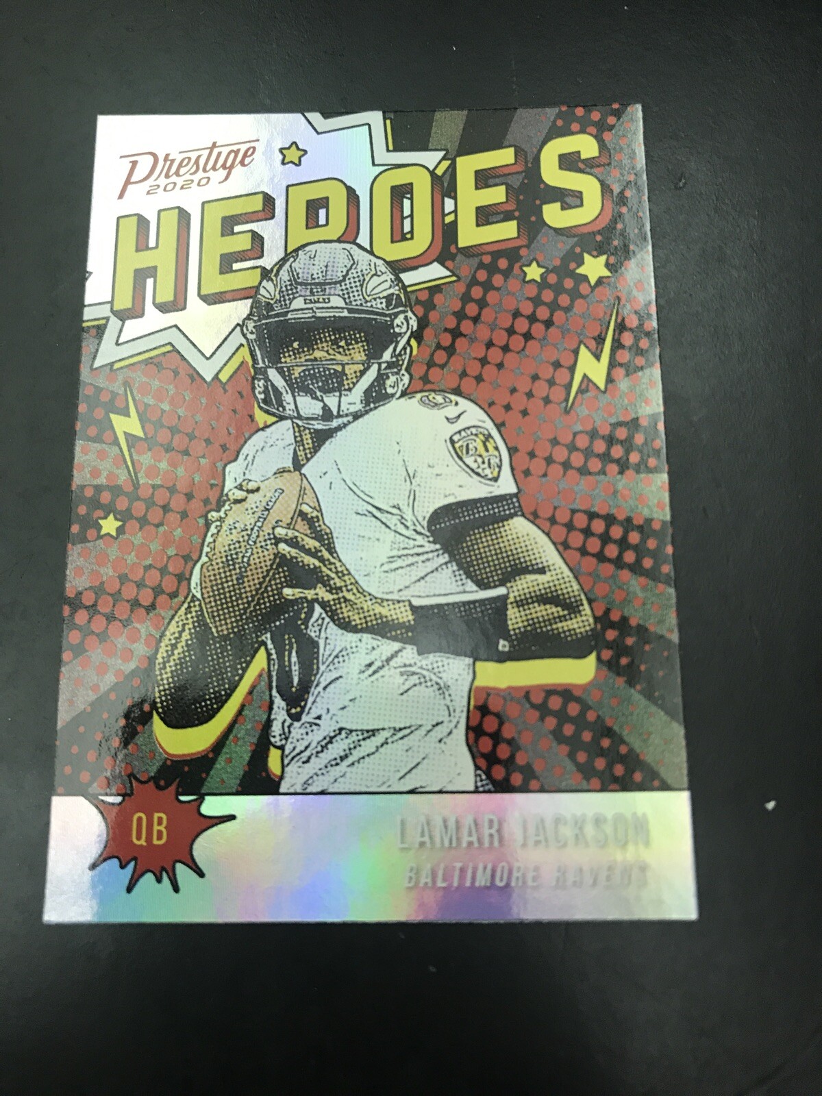 2020 Panini Prestige Football Lamar Jackson Heroes SP Silver Ravens MVP