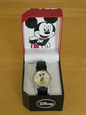 Mickey Mouse Watch - Disney MZ Berger - Round Face - Black Leather - New in Box