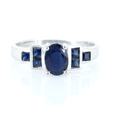 Blue Sapphire Gemstone Ring 925 Sterling Silver Ring Women's Bridal Jewelry