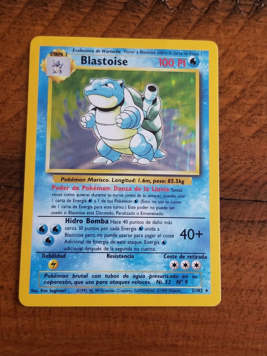 BLASTOISE 2/102 Holo Rare Base Set Spanish Pokemon Card BLASTOISE 2/102 Holo Rare Base Set Spanish Pokemon Card