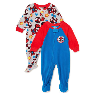 Marvel Spider-Man 2 PC Footed Sleeper Blanket Pajama Boy Size 5T