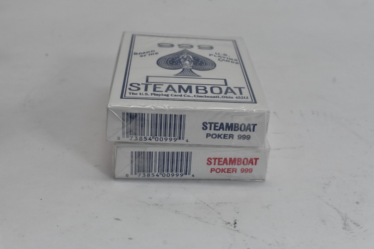 Steamboat 999 Gilded 2 Deck USPCC Playing Card Deck Red & Blue