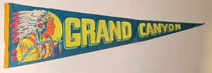 VINTAGE 1960's TRAVEL SOUVENIR PENNANT 27" GRAND CANYON Indian Chief Bonnet NEON