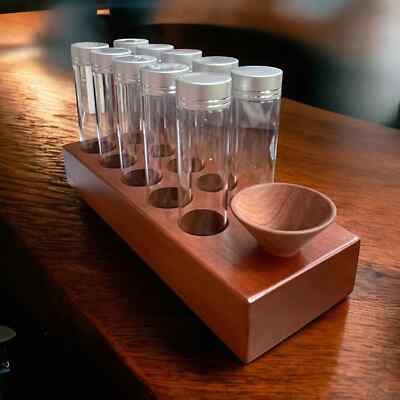 Knodos Tubes Coffee Bean Cellar Funnel Wooden Display Stand Bean Dose Spices