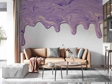 3D Marble Liquid Purple Self-adhesive Removeable Wallpaper Wall Mural1