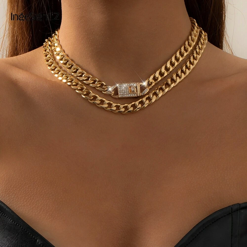 De Lujo Diamantes Para Mujer Collar De Cadena De Cristal | eBay