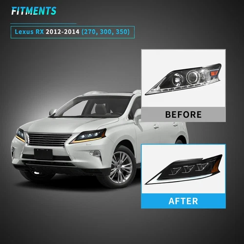 VLAND LED Projector Headlights For Lexus RX350 RX450h FSport 2012 2013 2014 Set - Picture 9 of 17