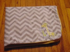 Carters Just One You Gray White Chevron GIRAFFE Baby Blanket Yellow Sherpa