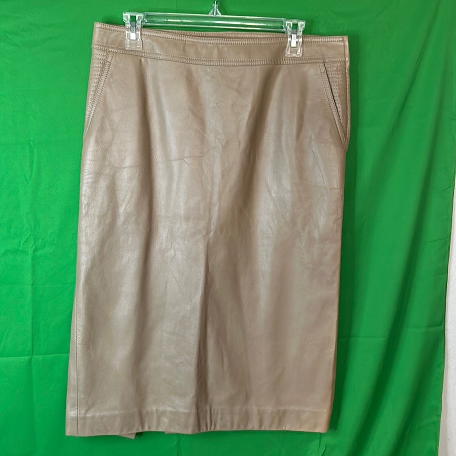 GONNA MIDI YSL Yves Saint Laurent crema gonna pelle di agnello taglia 42 taglia US 10.