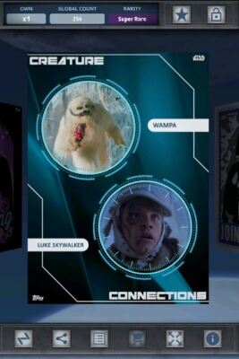 Star Wars Card Trader - Digital Creature Connections Luke & Wampa Award 256cc
