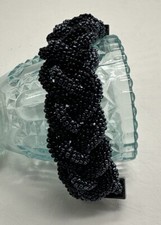 Banana Republic Bracelet Beaded Braided Black Blue 6.5” Lock Clasp