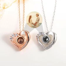 Custom Photo Personalized with Picture Inside Projection Rose-Gold Necklace