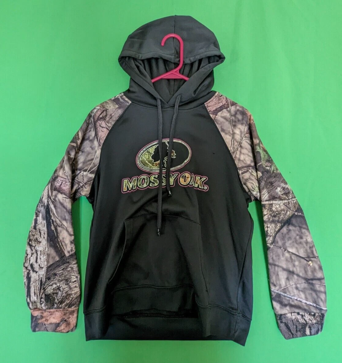 Mossy Oak Camou Jacket Hoodie Softshell Mens Medium Black Long Sleeves