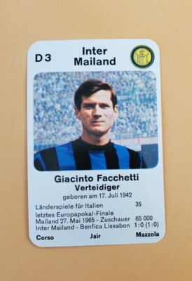 1968 Altenburg-Stralsunder Europa-Pokal Quartett Giacinto Facchetti #D3 