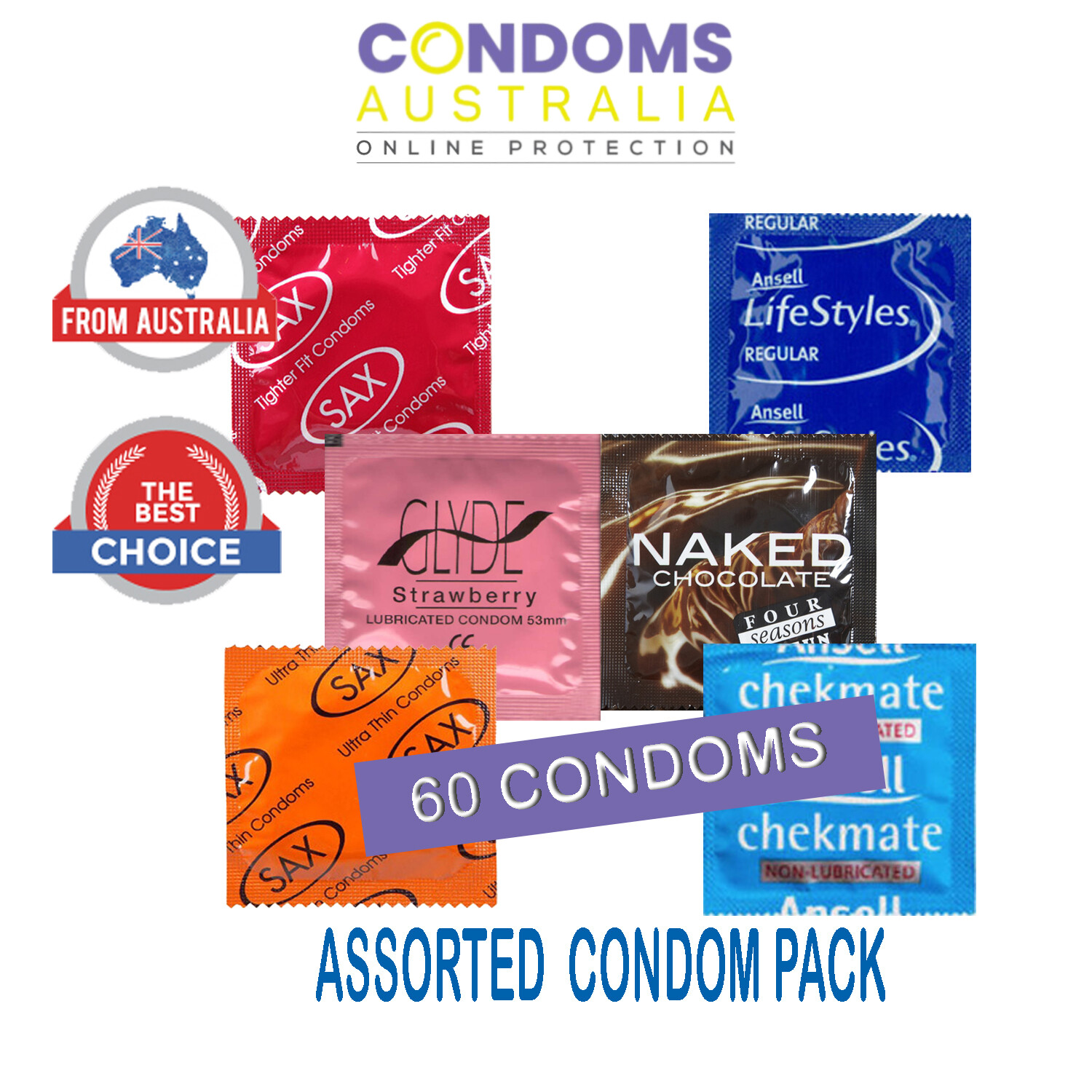 Assorted Sampler Condom Pack (60 Condoms) | eBay