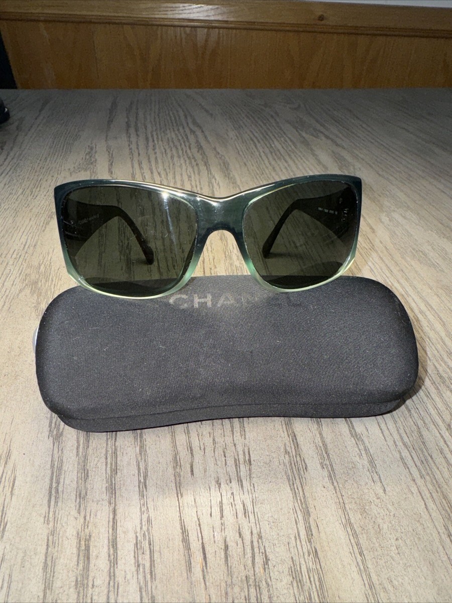 CHANEL Sunglasses Pearl 'CC' Emblem Green See Through Frame CHANEL Sunglasses Pearl 'CC' Emblem Green See Through Frame
