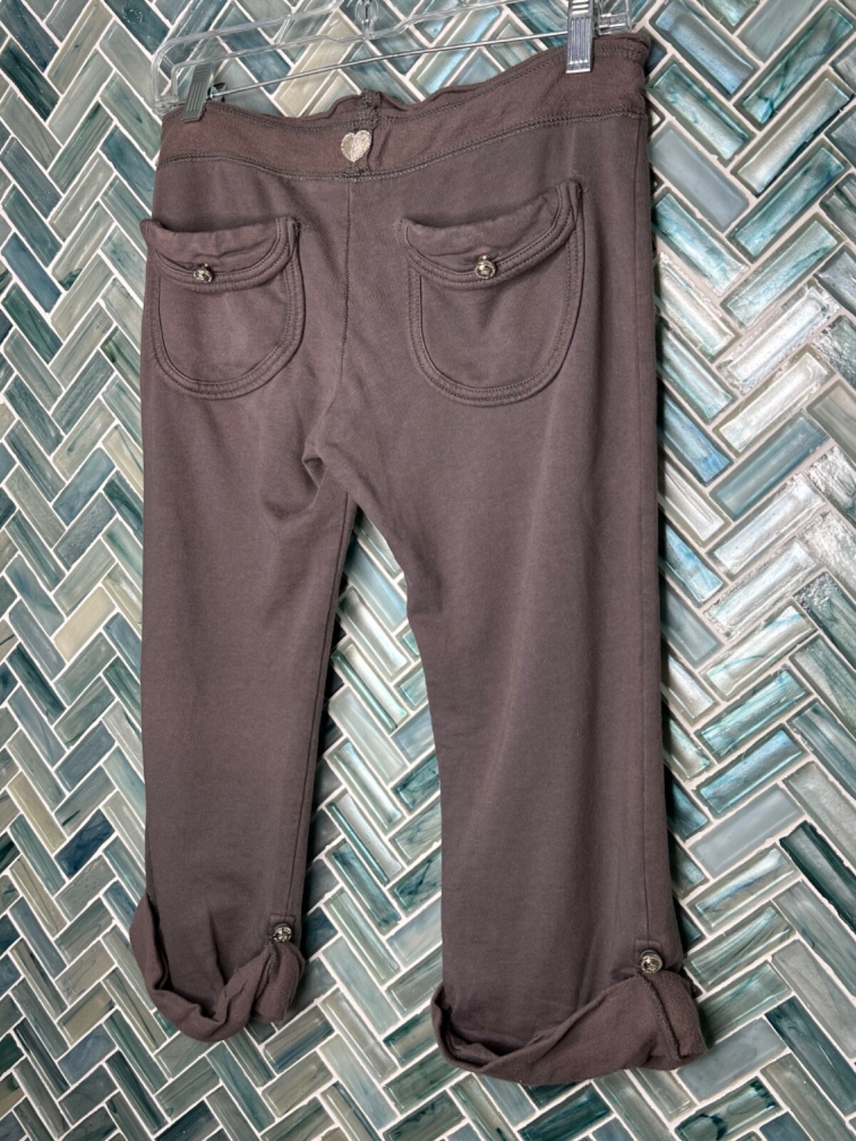 TWISTED HEART BROWN PULLON DRAWSTRING CROPPED RHI… - image 6