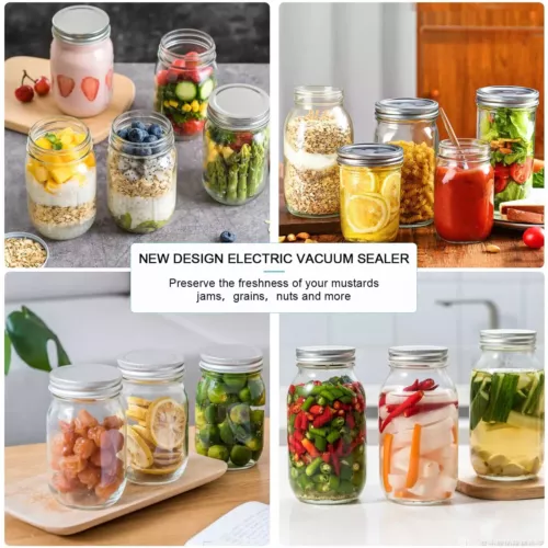 Electric Mason Jar Vacuum Ever Sealer Kit for Wide/ Regular Mouth Jars &10 Lids - Picture 11 of 11
