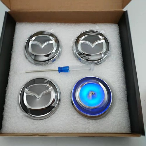 4PCS 56mm Self-Powered Floating LED Wheel Hub Light Hub Caps for Mazda Black