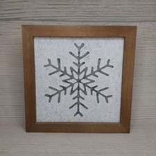 New Winter Snowflake Wood  Metal Sign Christmas Wall Decor Free Standing 8"
