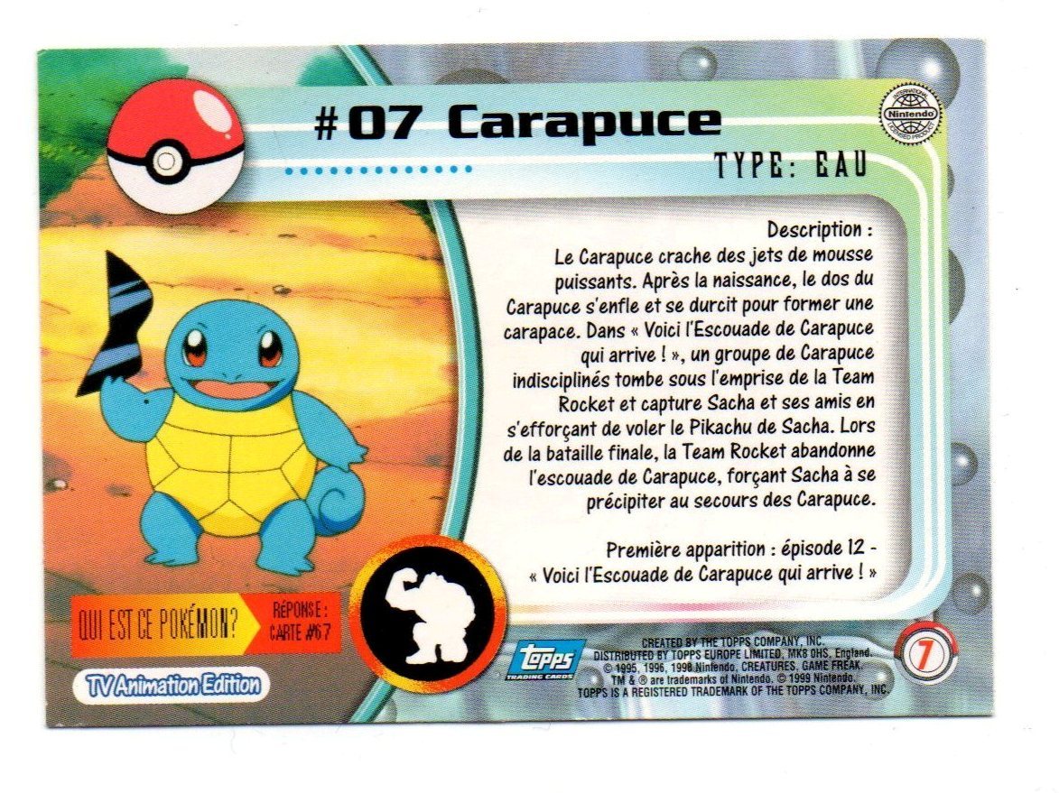 Pokemon Card Topps N°07 - Squirtle (A992) | eBay