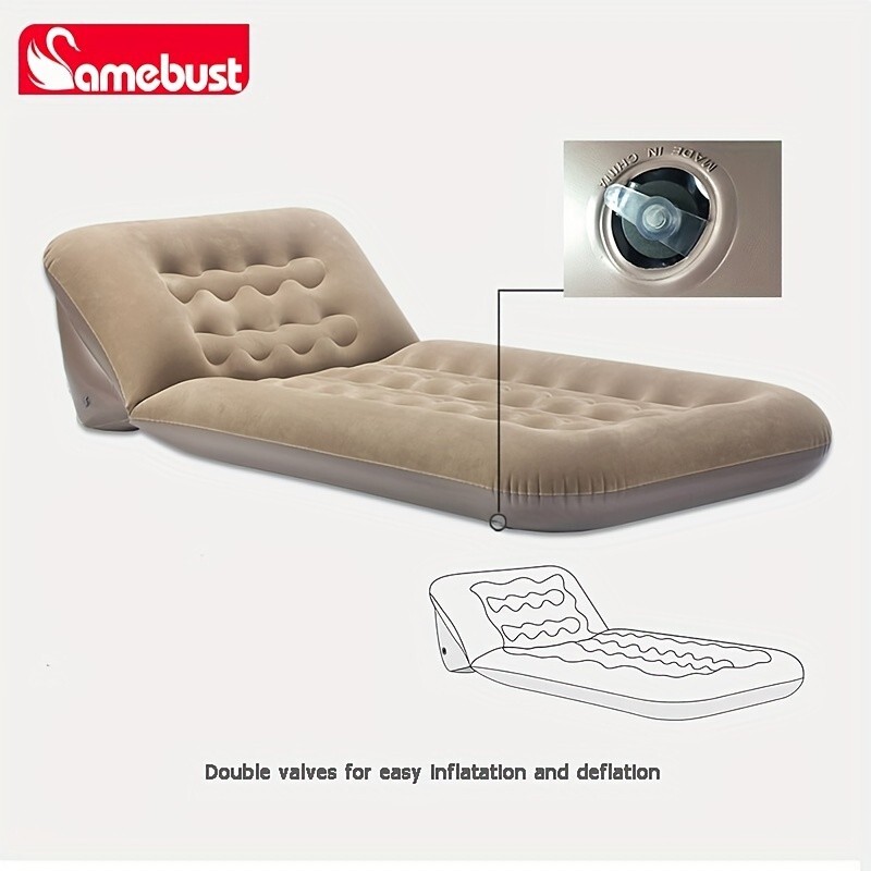 1pc Camebust Inflatable Flocking Sofa, Sigle Foldable Bed Mattress For