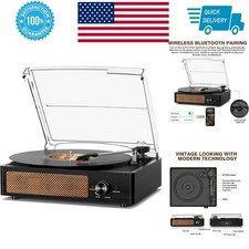 Cotsoco Vintage Record Player with Bluetooth  Built-in Speakers