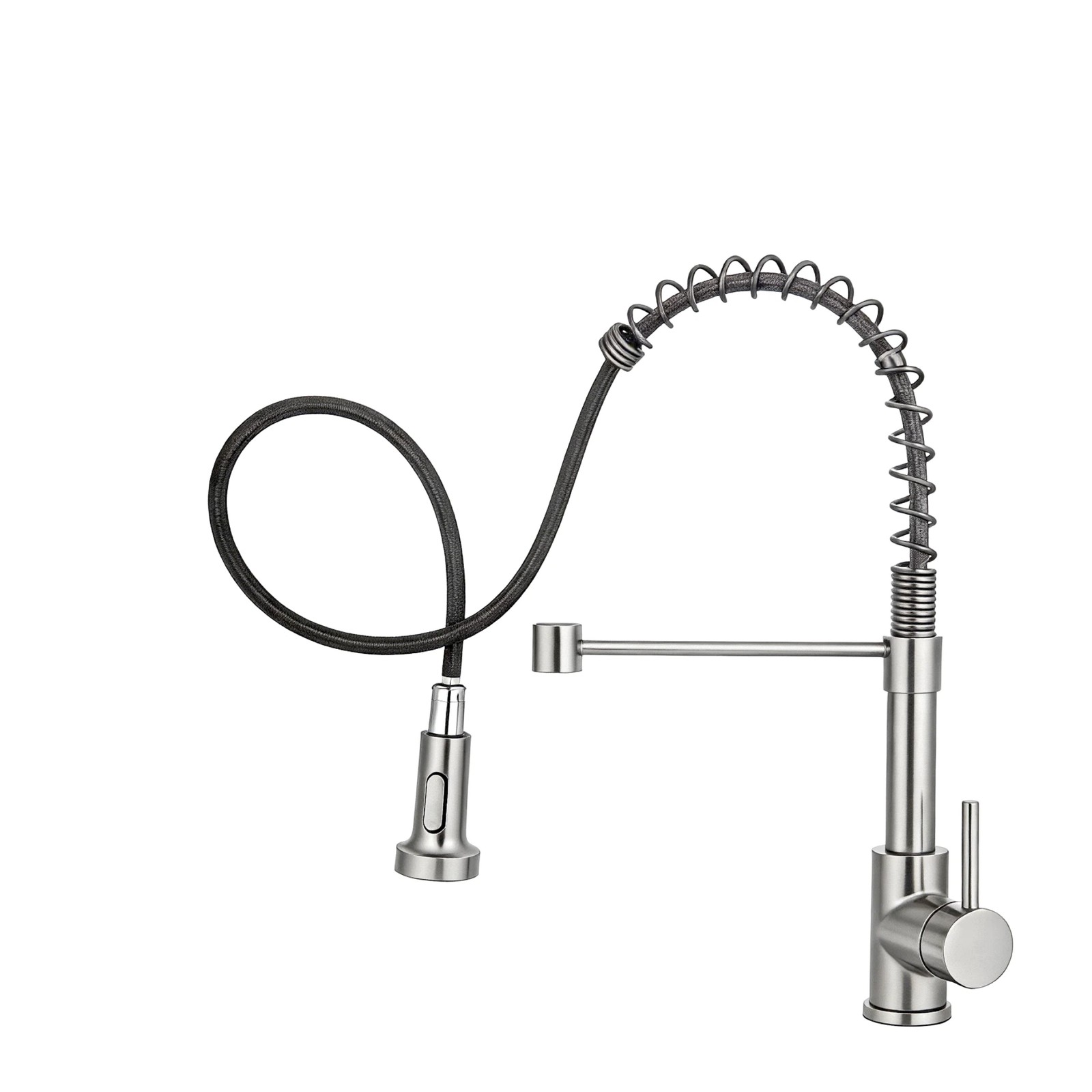 Brushed Nickel Kitchen Sink Faucet Stainless Pull Down Sprayer Swivel Mixer