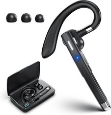 Bluetooth Single Wireless Headset Handsfree Earpiece for Phone, V5.3 Orange