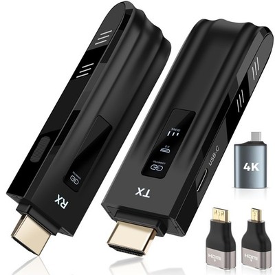 Wireless HDMI Transmitter and Receiver,2026 Upgraded LED Display,4K Decode & ...