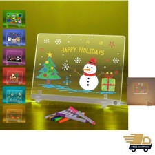 LED Doodle Glow Note Board 13.7"X10" Light Up Acrylic Dry Erase Message Dra...