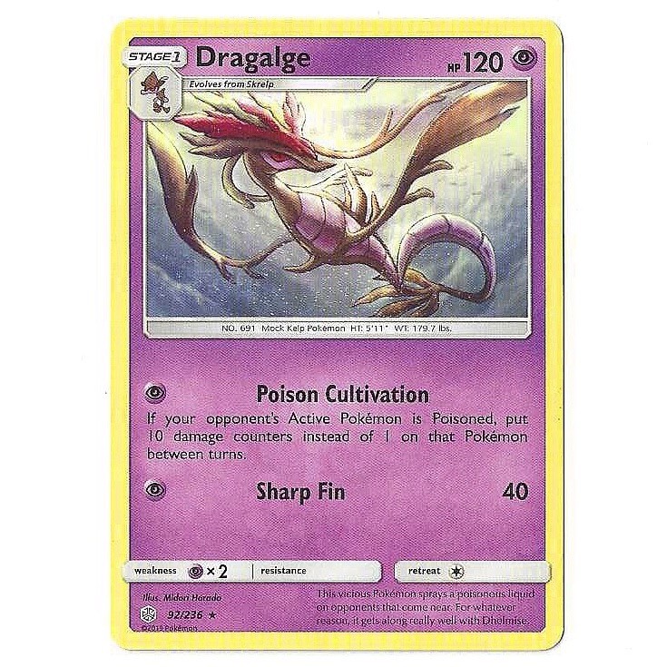 Dragalge 92/236 Rare Cosmic Eclipse Pokemon Near Mint