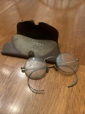 Antique Round Windsor Wire Rim Eyeglasses  Case