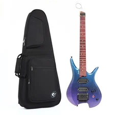 Batking Electric Travel Headless Guitar 6 String Double Locking Tremolo W/Gigbag
