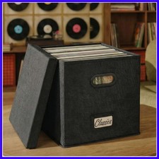 Decorative Vinyl Record Storage Box for 50 Single Records - Sturdy and Easy ...