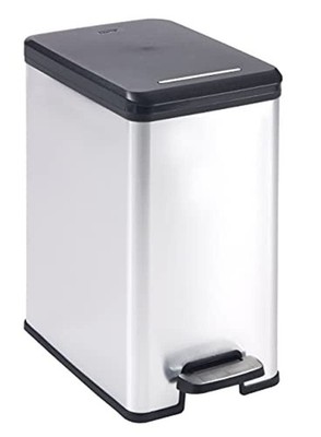 0233958200 Deco Abfalleimer Slim 25 L, Plastik, schwarz/Silber metallic, 39,2...