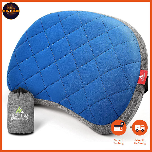 Aufblasbares Campingkissen Ergonomisch Leicht Blau Mit Abnehmbarem Bezug Outdoor-image