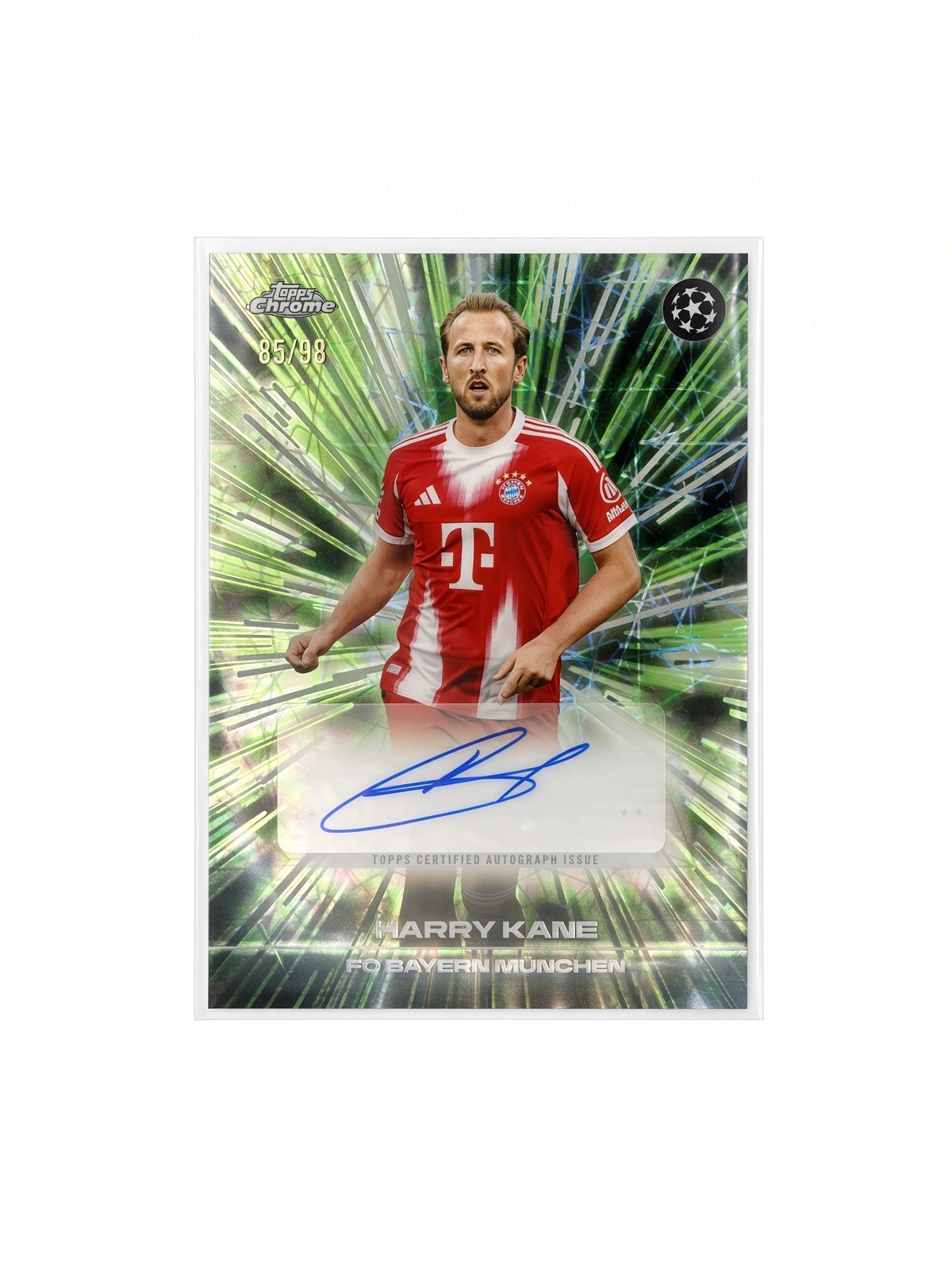 HARRY KANE 2025-26 TOPPS CHROME UCC BLACK LAZER AUTO BLACK/GREEN /99 Q7656