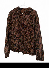 Fendi Mens Zucca Monogram Hooded Full Zip Win...