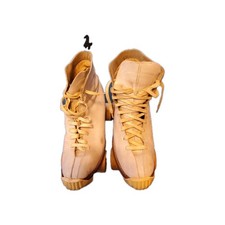 J.C. Higgins Vintage Women's White Roller Skates Wooden Wheels Hard Case