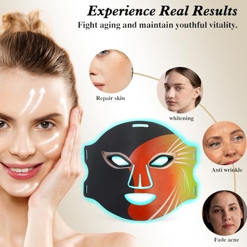 7-Color LED Light Therapy Mask, Portable Rechargeable Infrared Facial Device