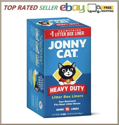 Jonny Cat Heavy Duty Jumbo Tear-Resistant Litter Box Liners, 15 Count free shipp