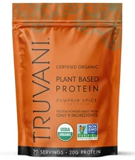 Truvani Vegan Pea Protein Powder | Pumpkin Spice | 20g Organic Plant Based Pr...