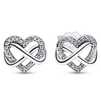 Pandora Schmuck Damen-Ohrstecker Funkelndes Unendlichkeits-Herz Silber 292667C01