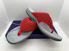 NEW Explore 24 Easy Spirit Flip Flop Sandals Womens Size 8 RED Leather Comfrt