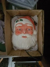 Vintage NOMA Light Up Santa Claus Face Head Christmas Plastic w/ BOX - AS-IS Vtg