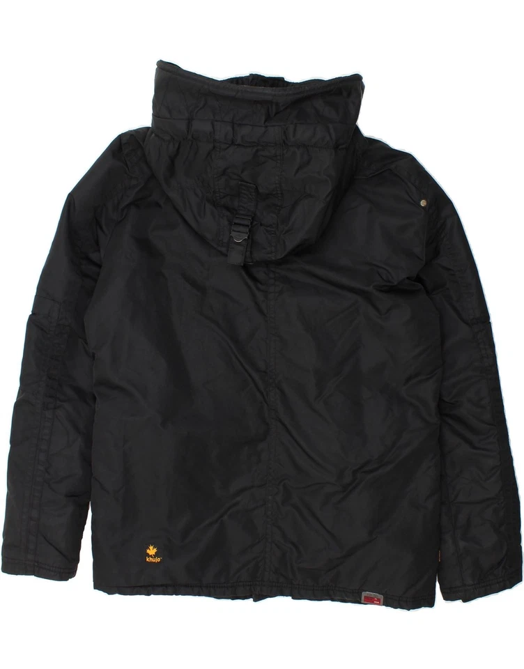 Chaqueta cortavientos con capucha gráfica de gran tamaño KHUJO para hombre Reino Unido 36 pequeña negra GC10 Foto 2 de 4