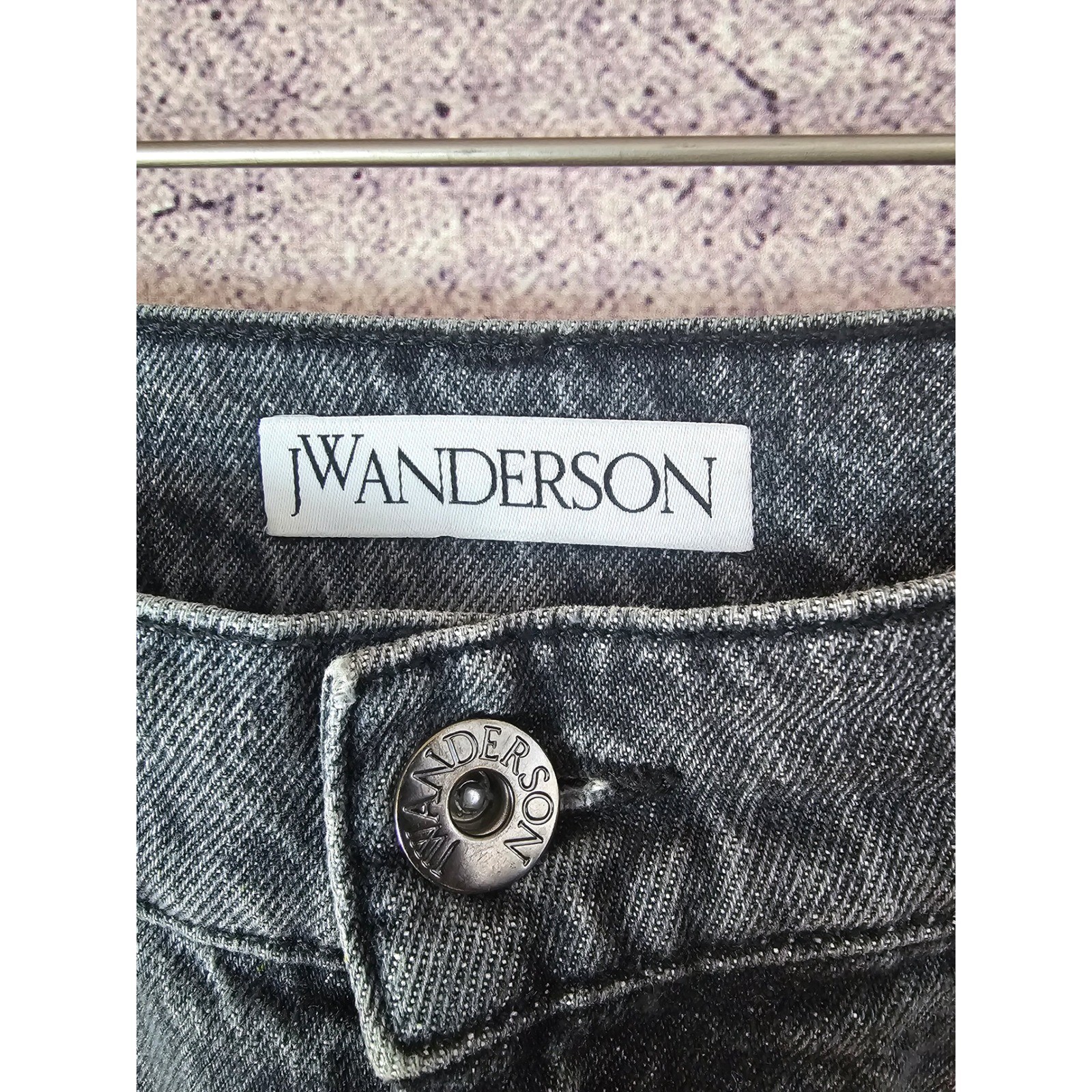 JW Anderson Bucket Distressed Mid Rise Gray Wash Wide Leg Jeans Size 28 TP01