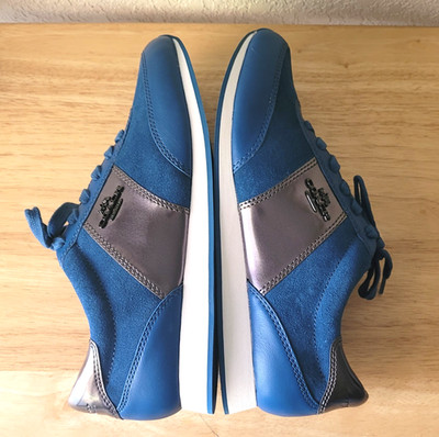 New Coach Raylen Suede Denim Blue Gunmetal Lace Up Women's Sporty Shoes Size 8M
